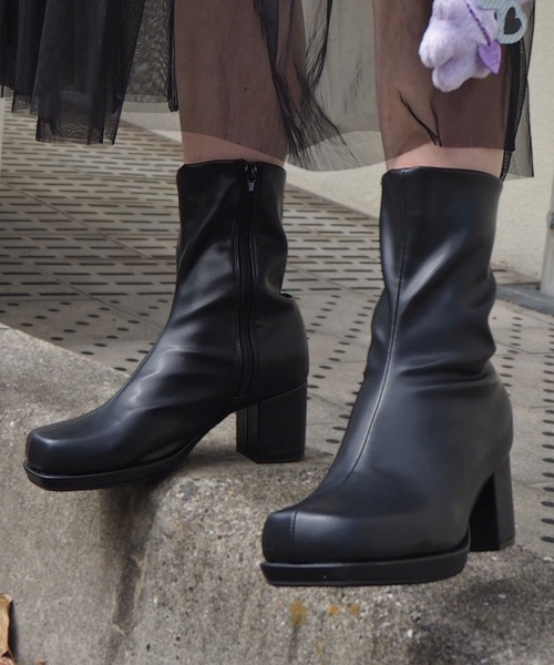 【セール】ストーム付きストレッチショートブーツ（ブーツ）｜minia（ミニア）