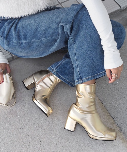 【セール】ストーム付きストレッチショートブーツ（ブーツ）｜minia（ミニア）