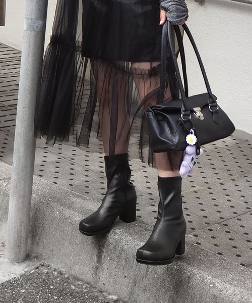 【セール】ストーム付きストレッチショートブーツ（ブーツ）｜minia（ミニア）