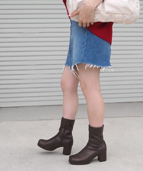 【セール】ストーム付きストレッチショートブーツ（ブーツ）｜minia（ミニア）