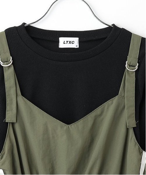 LOVETOXIC（ラブトキシック）の「【LTXC】ラインジャンスカインナーセット（シャツワンピース・キッズ・ブラック/カーキ・L/M/S/LL）」の5枚目の写真