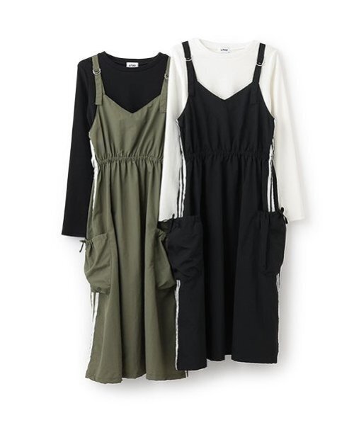 LOVETOXIC（ラブトキシック）の「【LTXC】ラインジャンスカインナーセット（シャツワンピース・キッズ・ブラック/カーキ・L/M/S/LL）」の13枚目の写真