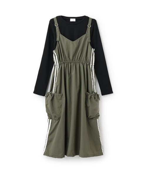 LOVETOXIC（ラブトキシック）の「【LTXC】ラインジャンスカインナーセット（シャツワンピース・キッズ・ブラック/カーキ・L/M/S/LL）」の15枚目の写真