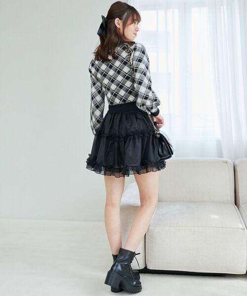 MAJESTIC LEGON（マジェスティックレゴン）の「プチリボンチェックニット（ニット/セーター・レディース・ブラック系その他/ホワイト系その他2/ベージュ系その他2・MEDIUM）」の22枚目の写真