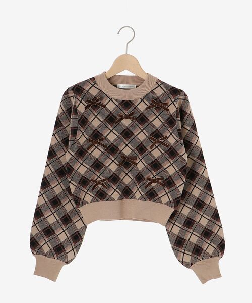 MAJESTIC LEGON（マジェスティックレゴン）の「プチリボンチェックニット（ニット/セーター・レディース・ブラック系その他/ホワイト系その他2/ベージュ系その他2・MEDIUM）」の13枚目の写真