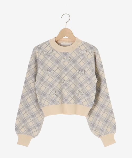 MAJESTIC LEGON（マジェスティックレゴン）の「プチリボンチェックニット（ニット/セーター・レディース・ブラック系その他/ホワイト系その他2/ベージュ系その他2・MEDIUM）」の12枚目の写真