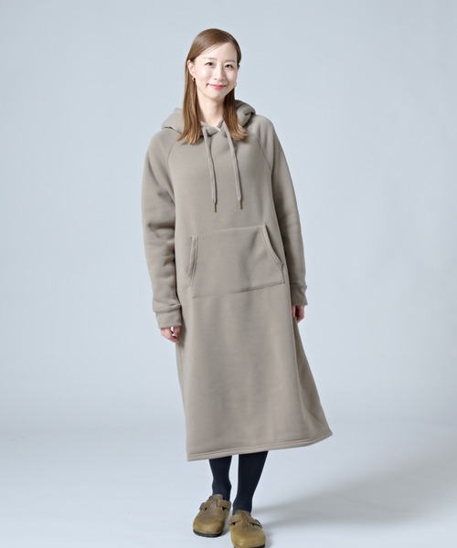 CALIFORNIA OUTFITTERS（カリフォルニア アウトフィッターズ）の「2-10A6 裏ボア パーカー ワンピース 長袖 ポケット付（ワンピース・レディース・モカ/チャコールグレー/カーキ/ブラック/ヘザーグレー・M/L）」の4枚目の写真