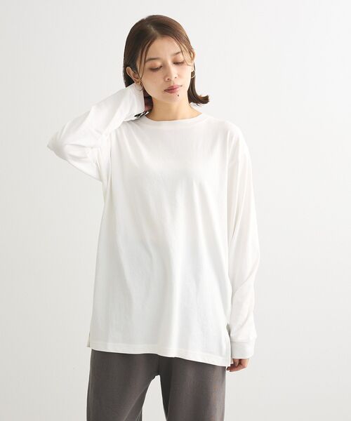 Green　Parks（グリーンパークス）の「裾スリットホワイトインナー（Tシャツ/カットソー・レディース・ホワイト・FREE）」の8枚目の写真