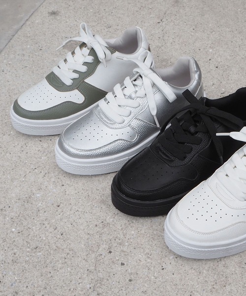 minia（ミニア）の「ローカットコンビスニーカー（スニーカー・レディース・シルバー/グリーン系1/ブラック/ホワイト・S/M/L/LL）」の8枚目の写真
