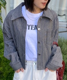 ストライプショートジャケット