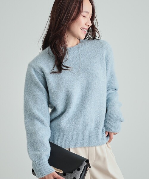 DRESKIP（ドレスキップ）の「◆【高レビュー/S-LL】上品にキラリと華やぐ スパンコール フェザーニット（ニット/セーター・レディース・サックスブルー/アイボリー/イエロー/グレー・04/03/02/01）」の19枚目の写真