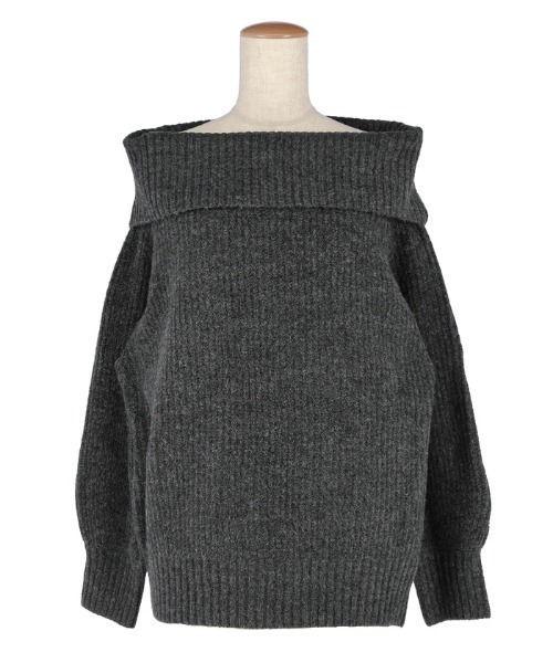 coca(coca)(コカ)の「【WEB限定セール】オフショルダーニット(ニット/セーター・レディース・チャコール/レッド・L/M)」の6枚目の写真