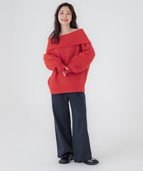 coca(coca)(コカ)の「【WEB限定セール】オフショルダーニット(ニット/セーター・レディース・チャコール/レッド・L/M)」の12枚目の写真