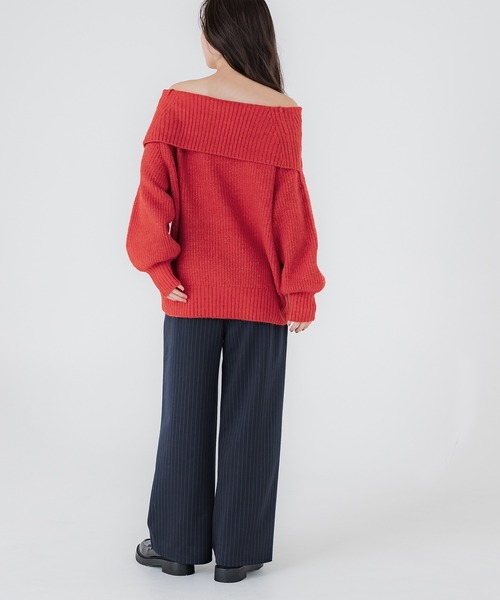 coca(coca)(コカ)の「【WEB限定セール】オフショルダーニット(ニット/セーター・レディース・チャコール/レッド・L/M)」の14枚目の写真