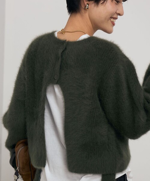 【セール】カシミヤ混後ろ開きクルーネックプルオーバーニット（ニット/セーター）｜Rie Miller（リエミラー）