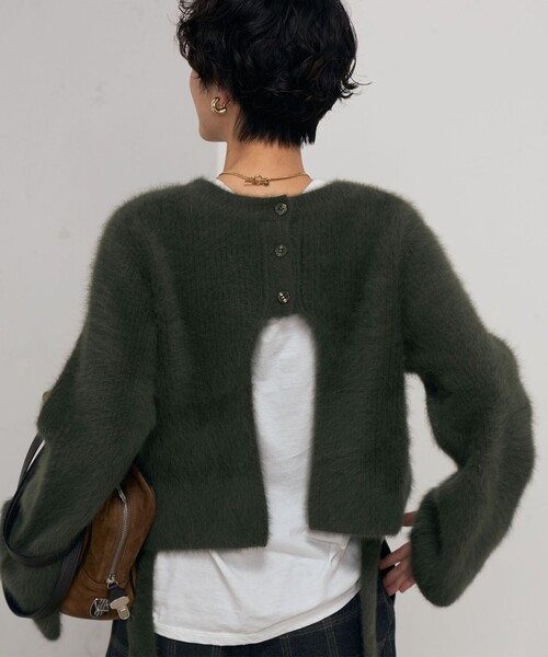 【セール】カシミヤ混後ろ開きクルーネックプルオーバーニット(ニット/セーター)|Rie Miller(リエミラー) 【セール】カシミヤ混後ろ開きクルーネックプルオーバーニット(ニット/セーター)|Rie Miller(リエミラー)