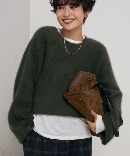 【セール】カシミヤ混後ろ開きクルーネックプルオーバーニット(ニット/セーター)|Rie Miller(リエミラー) 【セール】カシミヤ混後ろ開きクルーネックプルオーバーニット(ニット/セーター)|Rie Miller(リエミラー)