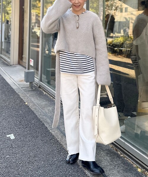 【セール】カシミヤ混後ろ開きクルーネックプルオーバーニット(ニット/セーター)|Rie Miller(リエミラー) 【セール】カシミヤ混後ろ開きクルーネックプルオーバーニット(ニット/セーター)|Rie Miller(リエミラー)