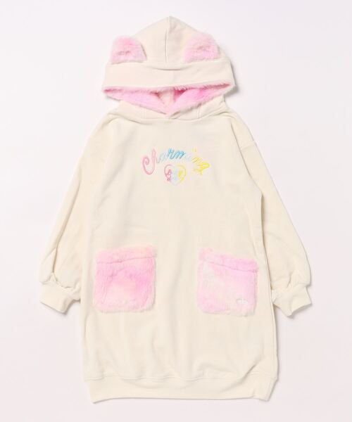 BABYDOLL(ベビードール)の「ネコ耳 フードワンピース 9777K(ワンピース・キッズ・オフホワイト/パープル・90cm/100cm/110cm/120cm/130cm/140cm)」の3枚目の写真