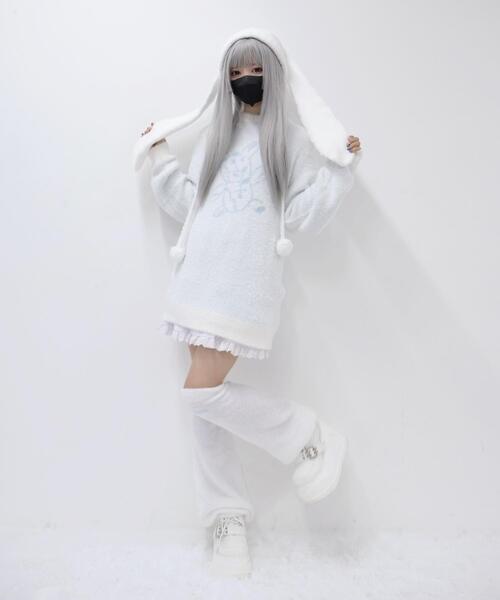 Whinny(ホワイニー)の「Whinny/とろとろ闇ウサギ(ニット/セーター・レディース・ブラック/グレー/ホワイト・FREE)」の4枚目の写真