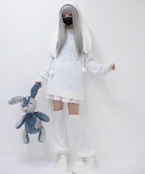 Whinny(ホワイニー)の「Whinny/とろとろ闇ウサギ(ニット/セーター・レディース・ブラック/グレー/ホワイト・FREE)」の6枚目の写真
