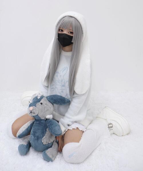 Whinny(ホワイニー)の「Whinny/とろとろ闇ウサギ(ニット/セーター・レディース・ブラック/グレー/ホワイト・FREE)」の7枚目の写真