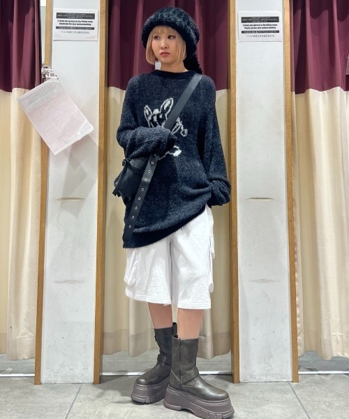Whinny(ホワイニー)の「Whinny/とろとろ闇ウサギ(ニット/セーター・レディース・ブラック/グレー/ホワイト・FREE)」の11枚目の写真