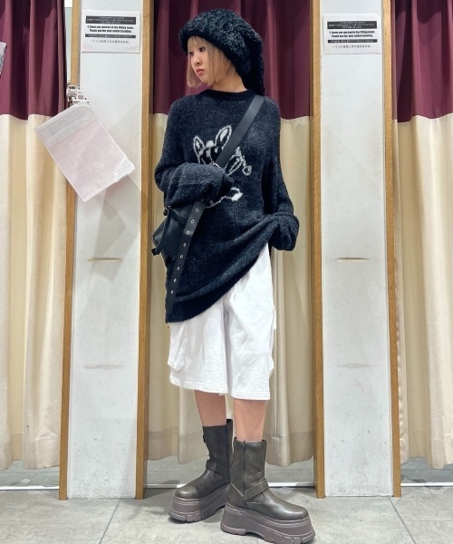 Whinny(ホワイニー)の「Whinny/とろとろ闇ウサギ(ニット/セーター・レディース・ブラック/グレー/ホワイト・FREE)」の13枚目の写真