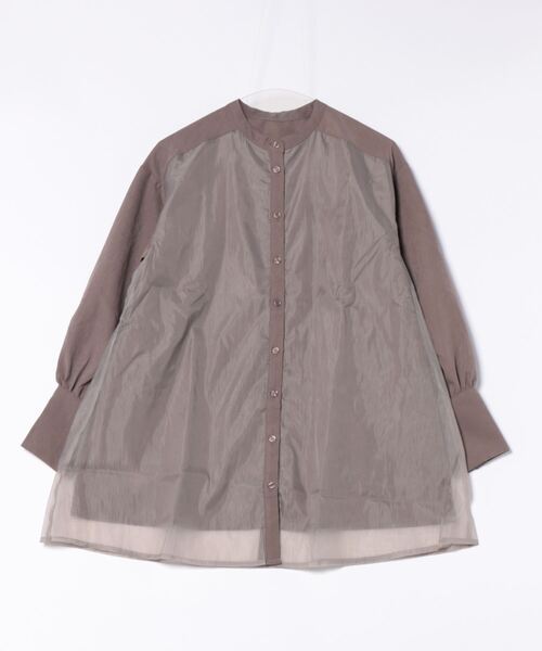 STYLEBLOCK（スタイルブロック）の「TNピーチ×オーガンジーレイヤードブラウス（シャツ/ブラウス・レディース・グレイッシュベージュ/ブラック/チャコールグレー・M）」の3枚目の写真