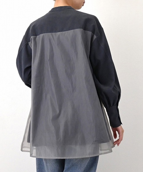STYLEBLOCK（スタイルブロック）の「TNピーチ×オーガンジーレイヤードブラウス（シャツ/ブラウス・レディース・グレイッシュベージュ/ブラック/チャコールグレー・M）」の6枚目の写真