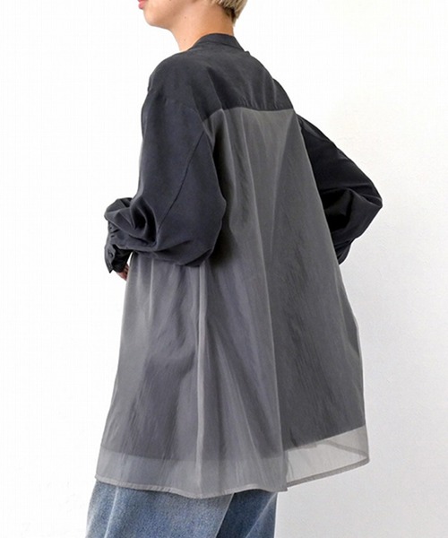 STYLEBLOCK（スタイルブロック）の「TNピーチ×オーガンジーレイヤードブラウス（シャツ/ブラウス・レディース・グレイッシュベージュ/ブラック/チャコールグレー・M）」の8枚目の写真