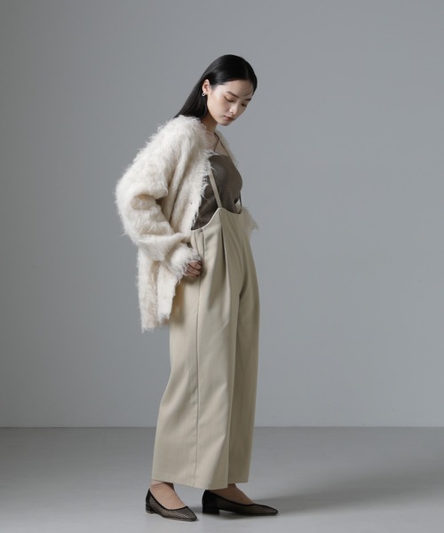 NANO universe（ナノユニバース）の「サロペットワイドパンツ（セットアップ可）（サロペット/オーバーオール・レディース・ブラウン/ベージュ/ブラック・FREE）」の8枚目の写真