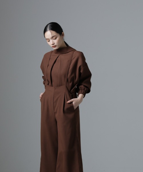 NANO universe（ナノユニバース）の「サロペットワイドパンツ（セットアップ可）（サロペット/オーバーオール・レディース・ブラウン/ベージュ/ブラック・FREE）」の11枚目の写真