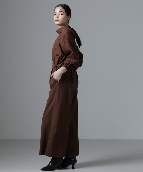 NANO universe（ナノユニバース）の「サロペットワイドパンツ（セットアップ可）（サロペット/オーバーオール・レディース・ブラウン/ベージュ/ブラック・FREE）」の14枚目の写真