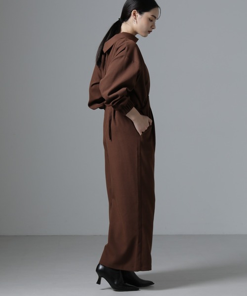 NANO universe（ナノユニバース）の「サロペットワイドパンツ（セットアップ可）（サロペット/オーバーオール・レディース・ブラウン/ベージュ/ブラック・FREE）」の16枚目の写真