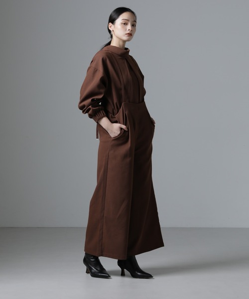 NANO universe（ナノユニバース）の「サロペットワイドパンツ（セットアップ可）（サロペット/オーバーオール・レディース・ブラウン/ベージュ/ブラック・FREE）」の15枚目の写真