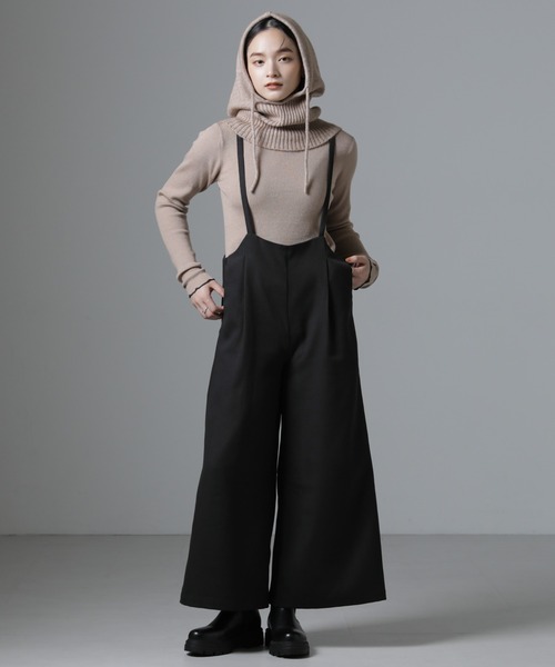 NANO universe（ナノユニバース）の「サロペットワイドパンツ（セットアップ可）（サロペット/オーバーオール・レディース・ブラウン/ベージュ/ブラック・FREE）」の20枚目の写真