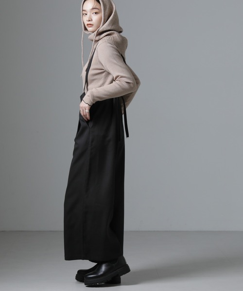 NANO universe（ナノユニバース）の「サロペットワイドパンツ（セットアップ可）（サロペット/オーバーオール・レディース・ブラウン/ベージュ/ブラック・FREE）」の21枚目の写真