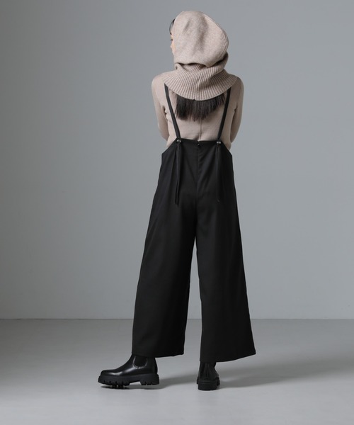 NANO universe（ナノユニバース）の「サロペットワイドパンツ（セットアップ可）（サロペット/オーバーオール・レディース・ブラウン/ベージュ/ブラック・FREE）」の22枚目の写真