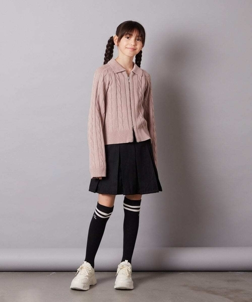 a.v.v（アーヴェヴェ）の「[140-150]襟付きダブルジップデザインニット（ニット/セーター・キッズ・アイボリー/ライトピンク・150/140）」の6枚目の写真