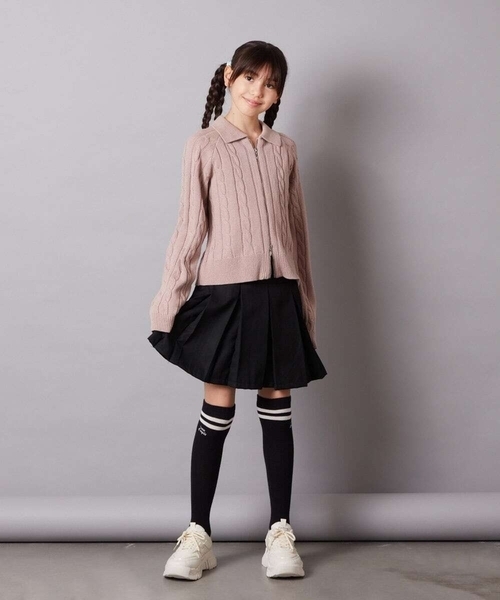 a.v.v（アーヴェヴェ）の「[140-150]襟付きダブルジップデザインニット（ニット/セーター・キッズ・アイボリー/ライトピンク・150/140）」の7枚目の写真