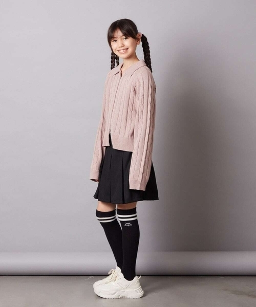 a.v.v（アーヴェヴェ）の「[140-150]襟付きダブルジップデザインニット（ニット/セーター・キッズ・アイボリー/ライトピンク・150/140）」の9枚目の写真