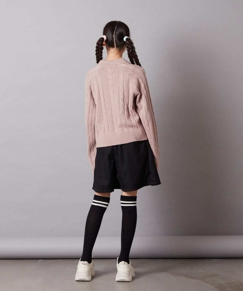 a.v.v（アーヴェヴェ）の「[140-150]襟付きダブルジップデザインニット（ニット/セーター・キッズ・アイボリー/ライトピンク・150/140）」の10枚目の写真