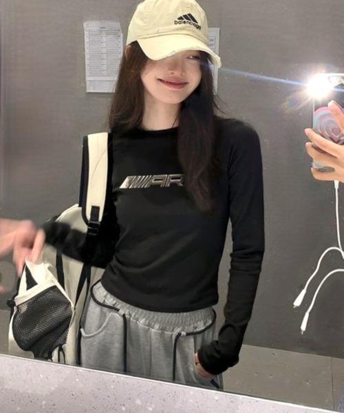 CANVAS+(キャンバスプラス)の「【CANVAS+】メタルプリントロゴロンT(Tシャツ/カットソー・レディース・ブラック/ホワイト・M)」の11枚目の写真