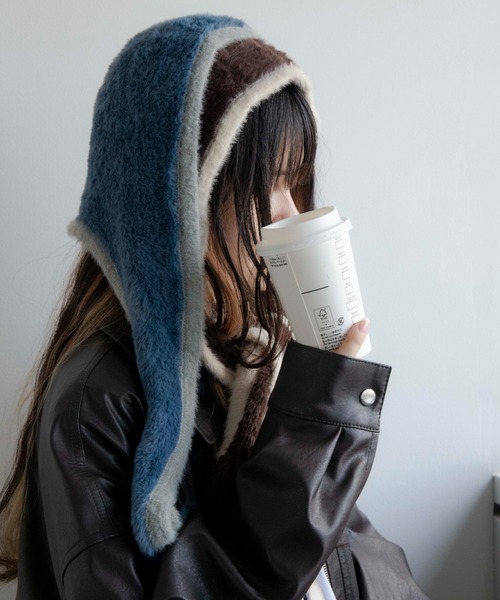 WEGO（ウィゴー）の「WEGO/ツートンバラクラバ（ニットキャップ/ビーニー・レディース・ブラック/ブラウン/ブルー/オフホワイト・FREE）」の4枚目の写真