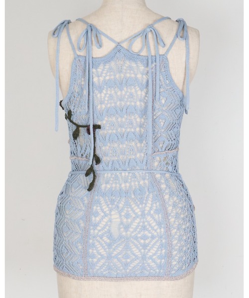 rurumu:（ルルムウ）の「rurumu:/ルルムウ/plants motif crochet camisole（キャミソール・レディース・サックスブルー/オリーブ/ボルドー・FREE）」の9枚目の写真