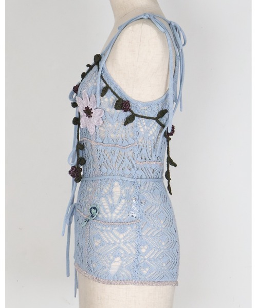 rurumu:（ルルムウ）の「rurumu:/ルルムウ/plants motif crochet camisole（キャミソール・レディース・サックスブルー/オリーブ/ボルドー・FREE）」の11枚目の写真