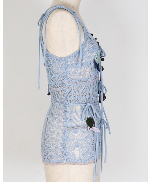 rurumu:（ルルムウ）の「rurumu:/ルルムウ/plants motif crochet camisole（キャミソール・レディース・サックスブルー/オリーブ/ボルドー・FREE）」の12枚目の写真