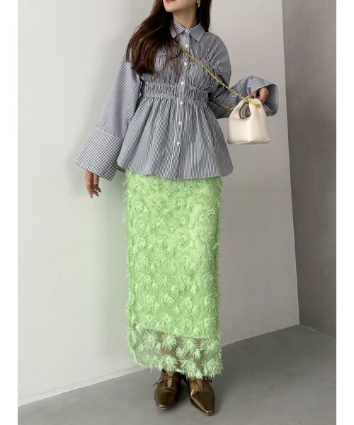 OUNNOUN(オウンノウン)の「【OUNNOUN】モチーフレースチュールタイトスカート(スカート・レディース・ミント/ホワイト/ブラック・MEDIUM/SMALL)」の4枚目の写真