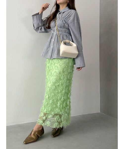 OUNNOUN(オウンノウン)の「【OUNNOUN】モチーフレースチュールタイトスカート(スカート・レディース・ミント/ホワイト/ブラック・MEDIUM/SMALL)」の5枚目の写真